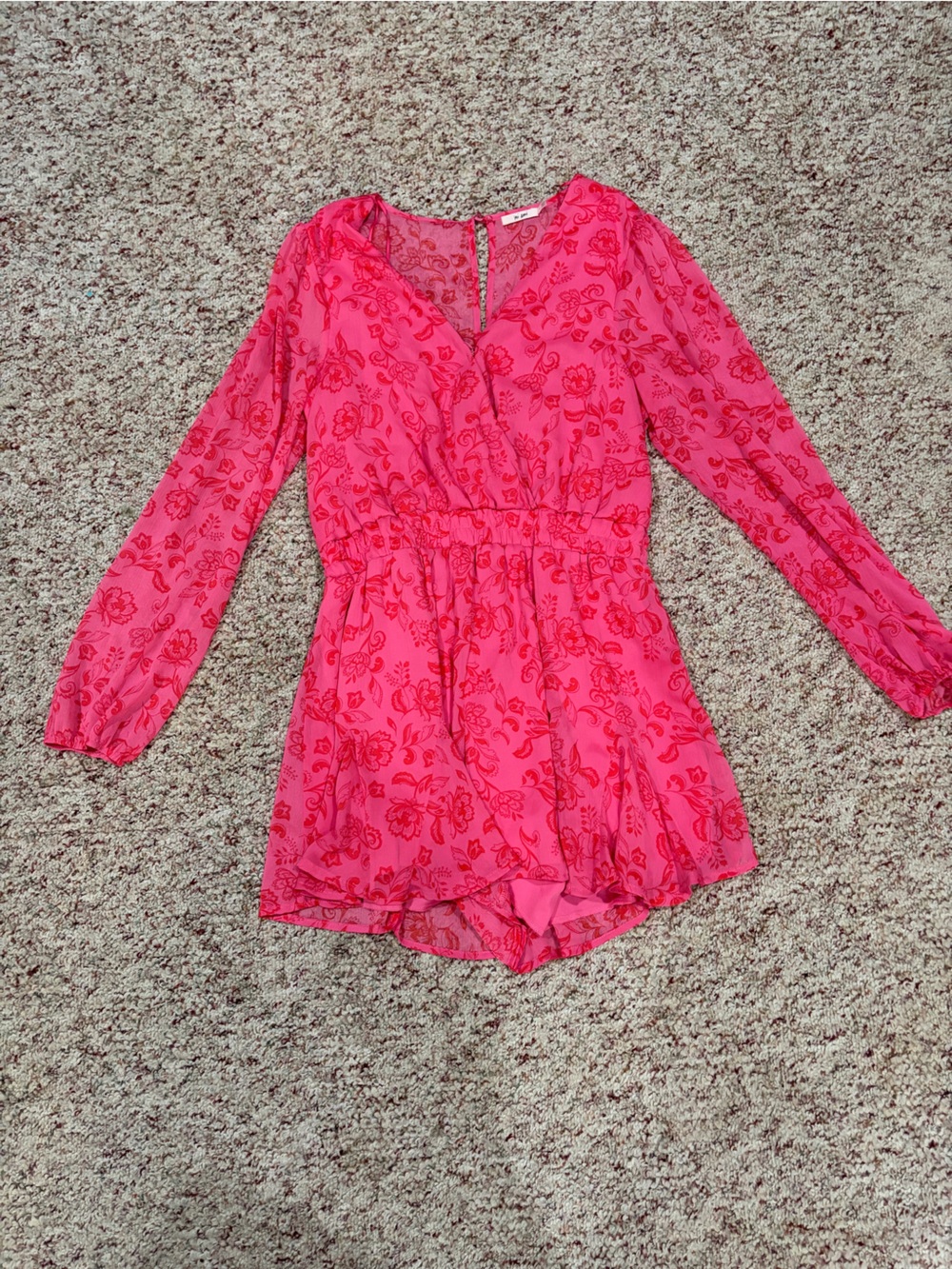 mi ami Pink and Red Paisley Print Romper